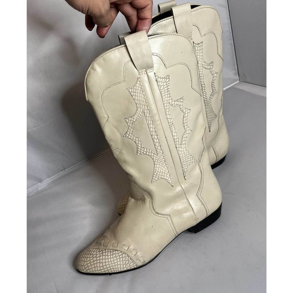 Vintage Hippopotamus withe Leather Boots with Aztec Western Detailing Sz 6 - Picture 3 of 8